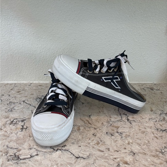 Y2K Tommy Hilfiger Navy and White Women's Slip On Sneakers - Picture 1 of 7